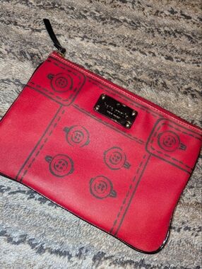 kate spade Red and Black Logo Plaque Wristlet